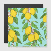 Carte Magnétique Citrons, Arrière - plan Bleu Vibrant sans couture. (Devant / Derrière)