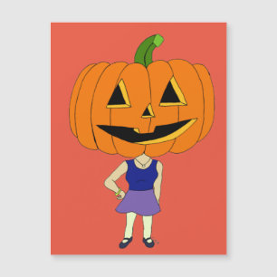 Carte Magnétique citrouille chef chibi fille