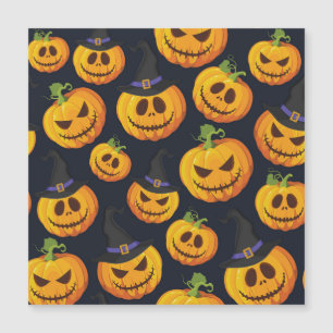 Carte Magnétique Citrouille d'Halloween : motif de sorcière vintage