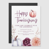 Carte Magnétique citrouille floral chute violet pêche grâces (Devant / Derrière)