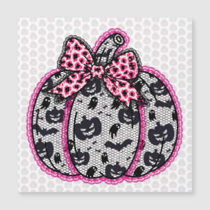 Carte Magnétique Citrouille Halloween Dentelle Épouvantable Coquett