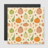Carte Magnétique Citrouilles vertes et oranges, motif sans couture. (Devant / Derrière)