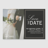Carte Magnétique Classic Black Editorial Photo Save the Date (Devant)