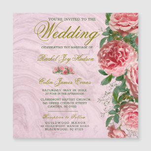 Carte Magnétique Classique Floral Blush Green Invititation Mariage