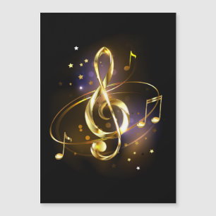 Carte Magnétique Clé de sol musicale en or
