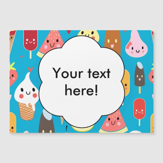 Carte Magnétique Clipart de caractères alimentaires mignons (Devant)