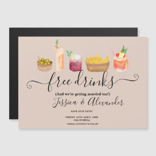 Carte Magnétique cocktails modernes aquarelle blush enregistrer la 