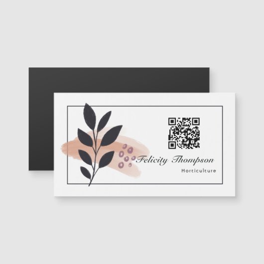 Carte Magnétique Code QR Collage Traits de Pinceau Tendance Entrepr (Devant / Derrière)