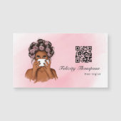 Carte Magnétique Code QR de coiffeur rose chic (Devant)