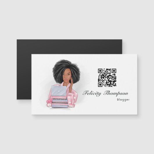Carte Magnétique Code QR de la blogueuse patronne (Devant / Derrière)