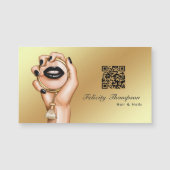 Carte Magnétique Code QR de maquilleuse Noir et Or (Devant)