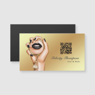Carte Magnétique Code QR de maquilleuse Noir et Or