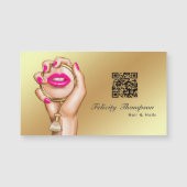 Carte Magnétique Code QR de maquilleuse Rose et Or (Devant)