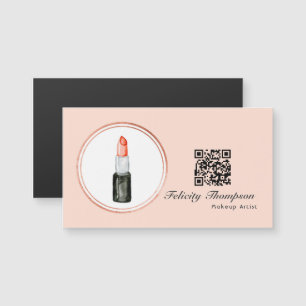Carte Magnétique Code QR de maquilleuse Rose Gold et Blush Pink
