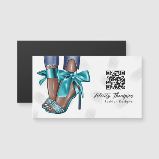Carte Magnétique Code QR de mode Glam Chic (Devant / Derrière)
