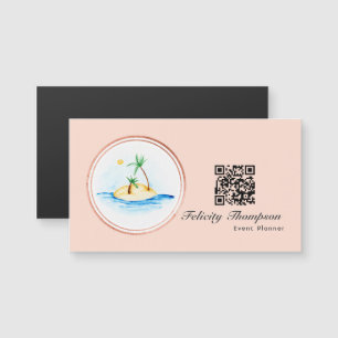 Carte Magnétique Code QR de planificateur d'événement Rose Gold et