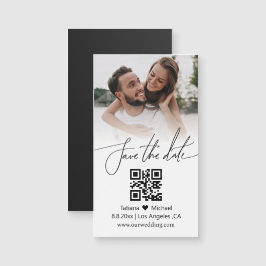 Carte Magnétique code qr élégant photo couple enregistrer l'aimant (Devant / Derrière)