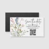 Carte Magnétique code qr floral minimal enregistrer l'aimant de dat (Devant / Derrière)