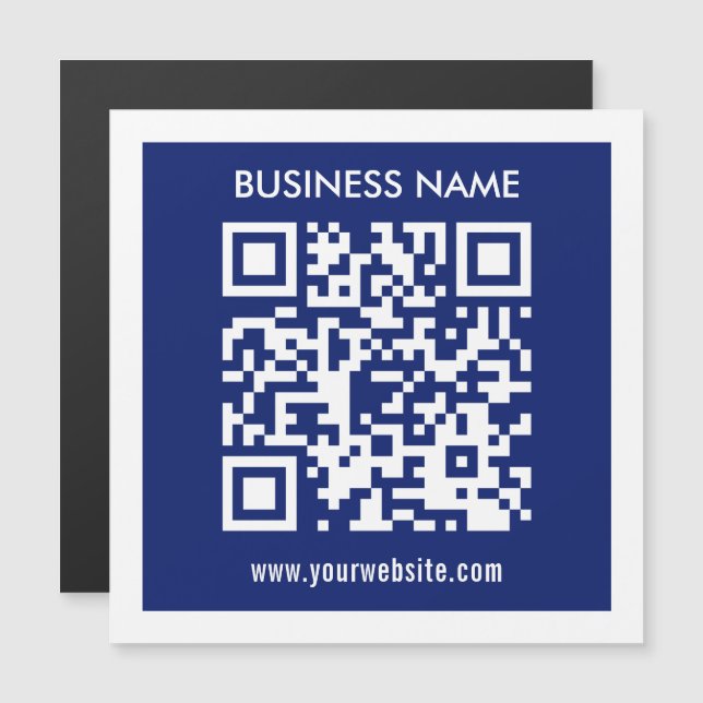 Carte Magnétique Code QR (généré instantanément) modifiable | Bleu  (Devant / Derrière)