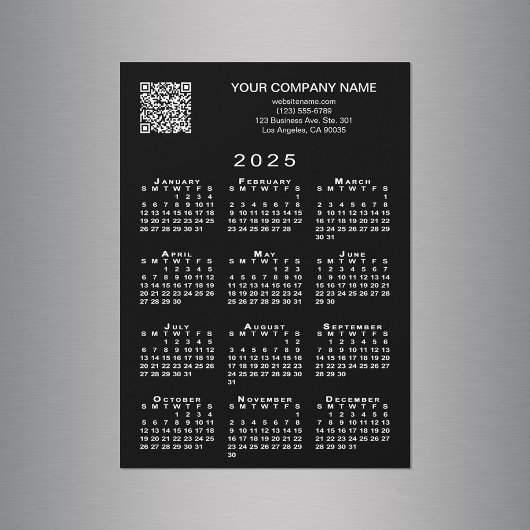 Carte Magnétique Code QR professionnel personnalisé 2025 Calendrier
