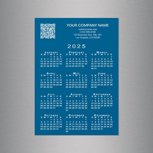 Carte Magnétique Code QR professionnel personnalisé 2025 Calendrier