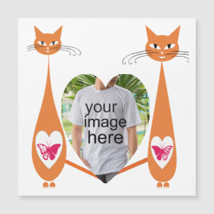 Carte Magnétique Coeur d'amour de chat modifiable - Conception de t