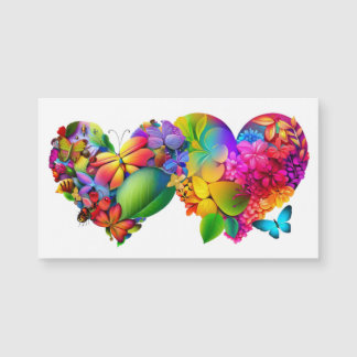 Carte Magnétique Coeur des fleurs et des papillons