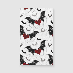 Carte Magnétique Cœur d'Halloween avec ailes de chauve-souris noire