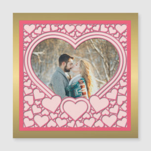 Carte Magnétique Cœur Rose Élégant Joyeuse Saint-Valentin Élégant