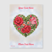 Carte Magnétique Coeur Rose vintage (Devant)