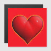 Carte Magnétique Coeur rouge 3-D brillant (Devant / Derrière)