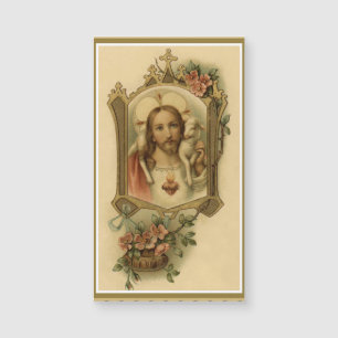 Carte Magnétique Coeur sacré de Jésus w/lamb et fleurs