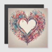 Carte Magnétique Coeurs - aquarelle peinture cardiaque (Devant / Derrière)