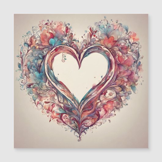 Carte Magnétique Coeurs - aquarelle peinture cardiaque (Devant)