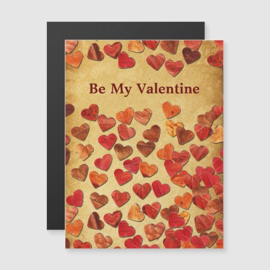 Carte Magnétique Coeurs feuilles d'automne - Saint-Valentin (Devant / Derrière)