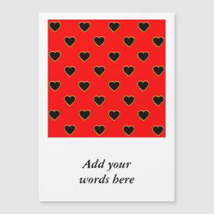 Carte Magnétique Coeurs noirs sur un Arrière - plan rouge amour et 