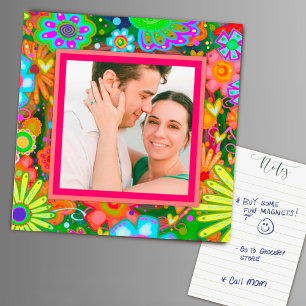 Carte Magnétique Coeurs photo de famille personnalisée Colorful Flo