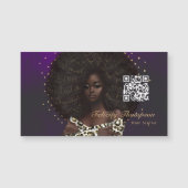 Carte Magnétique Coiffure de mode de la reine noire QR Code (Devant)