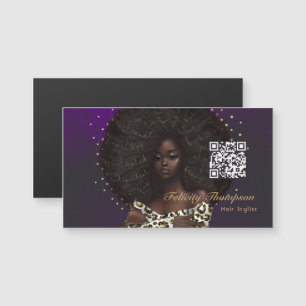Carte Magnétique Coiffure de mode de la reine noire QR Code