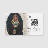 Carte Magnétique Coiffure de mode de la reine noire QR Code (Devant)