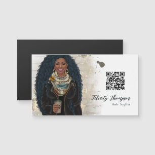 Carte Magnétique Coiffure de mode de la reine noire QR Code