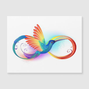 Carte Magnétique Colibri arc-en-ciel avec symbole d'infini