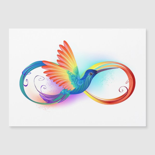 Carte Magnétique Colibri arc-en-ciel avec symbole Infinity (Devant)