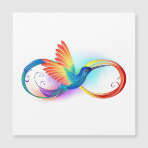 Carte Magnétique Colibri arc-en-ciel avec symbole Infinity