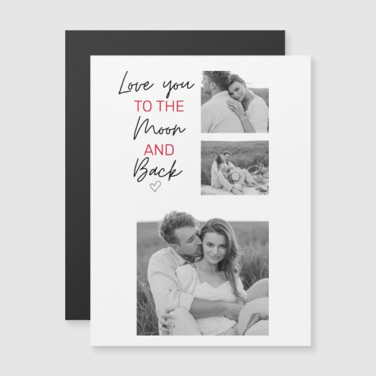 Carte Magnétique Collage Couple Photo & Citation Romantique Pour La (Devant / Derrière)