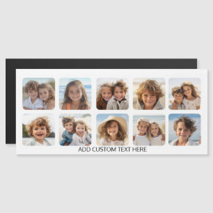 Carte Magnétique Collage de 10 photos avec texte simple - aimant bl