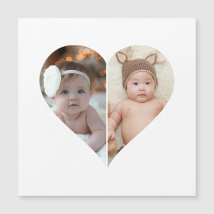 Carte Magnétique Collage de 2 Photos en forme de Coeur