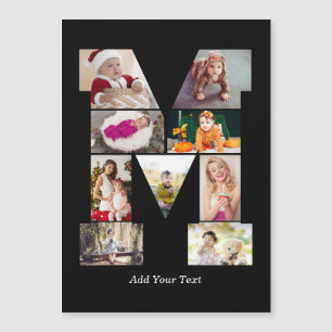 Carte Magnétique Collage de photo de la lettre M en noir et blanc