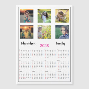 Carte Magnétique Collage de photos de famille moderne calendrier ma