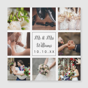 Carte Magnétique Collage de photos de mariage personnalisé